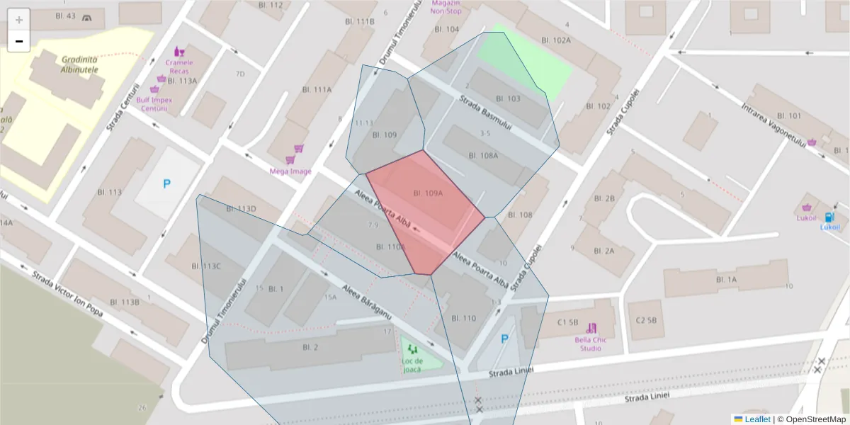 Hartă a codului poștal  și a codurilor poștale învecinate