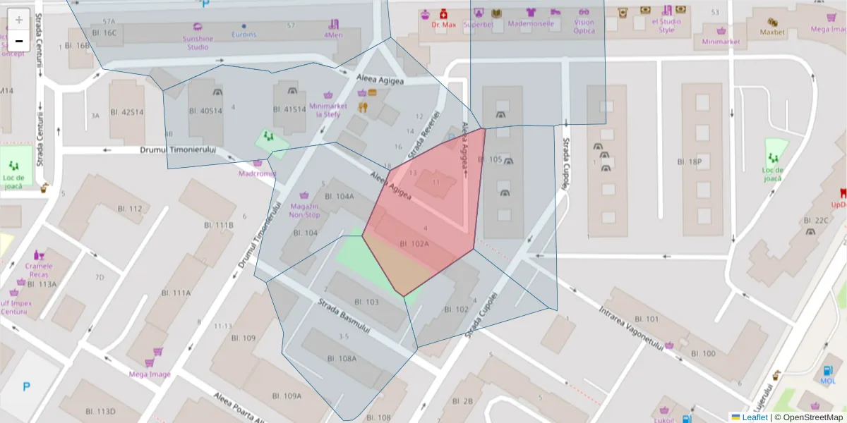 Hartă a codului poștal  și a codurilor poștale învecinate