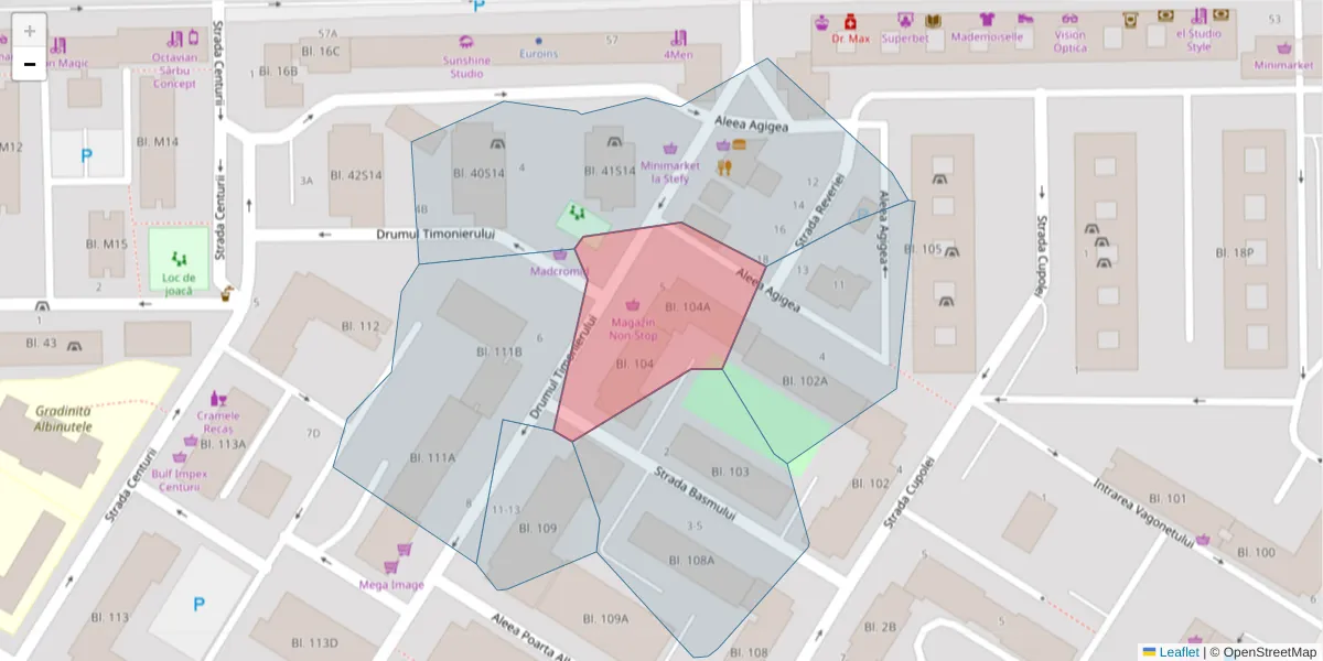 Hartă a codului poștal  și a codurilor poștale învecinate