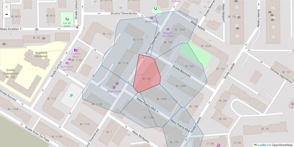 Hartă a codului poștal  și a codurilor poștale învecinate