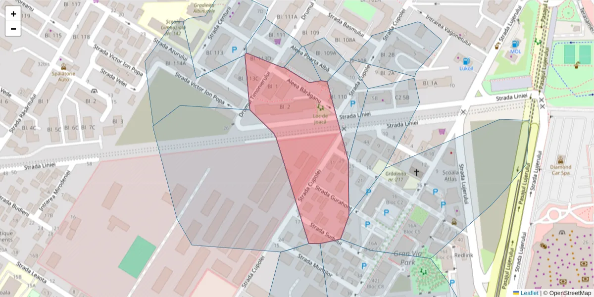 Hartă a codului poștal  și a codurilor poștale învecinate