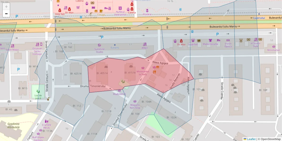 Hartă a codului poștal  și a codurilor poștale învecinate