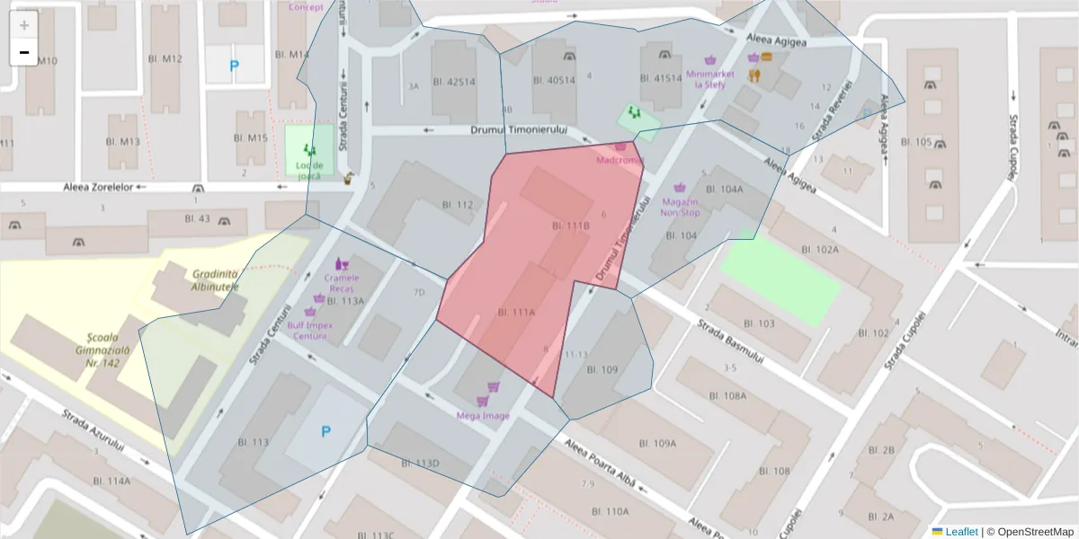 Hartă a codului poștal  și a codurilor poștale învecinate