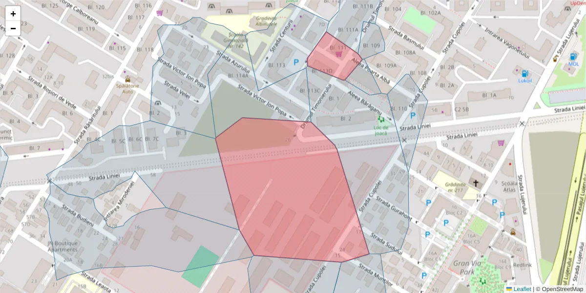 Hartă a codului poștal  și a codurilor poștale învecinate