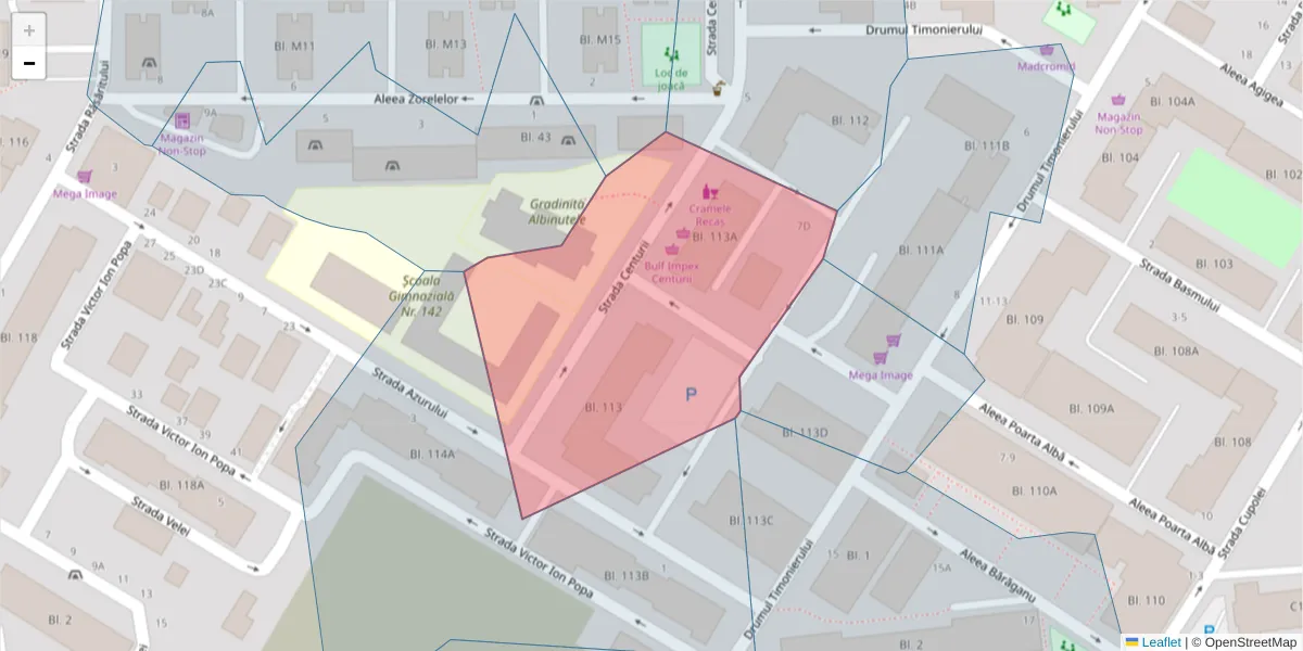 Hartă a codului poștal  și a codurilor poștale învecinate