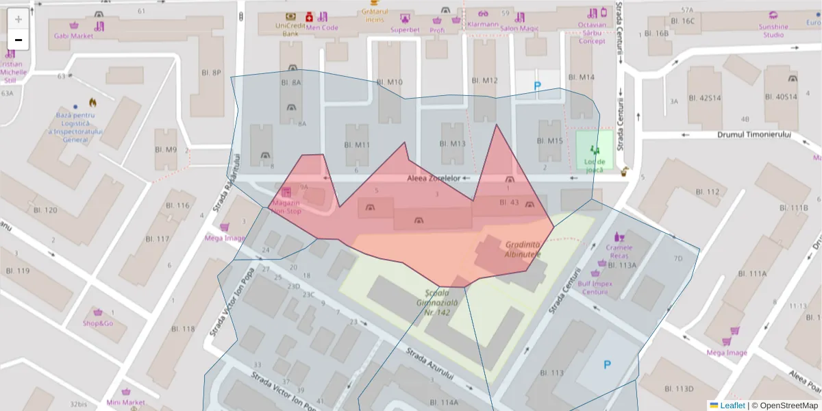 Hartă a codului poștal  și a codurilor poștale învecinate