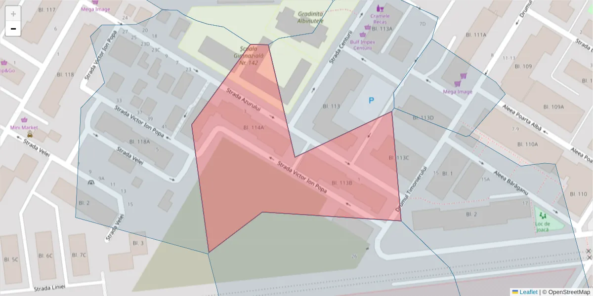 Hartă a codului poștal  și a codurilor poștale învecinate