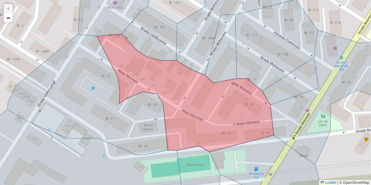 Hartă a codului poștal  și a codurilor poștale învecinate