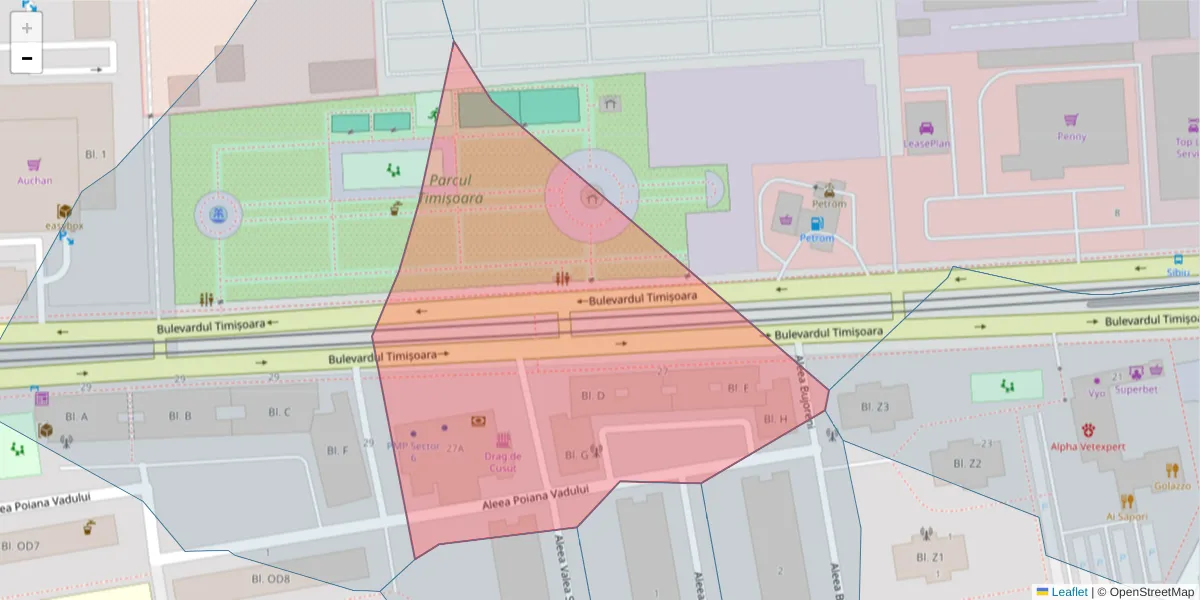 Hartă a codului poștal  și a codurilor poștale învecinate