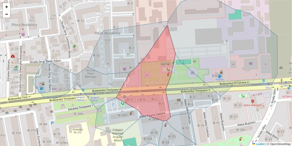 Hartă a codului poștal  și a codurilor poștale învecinate