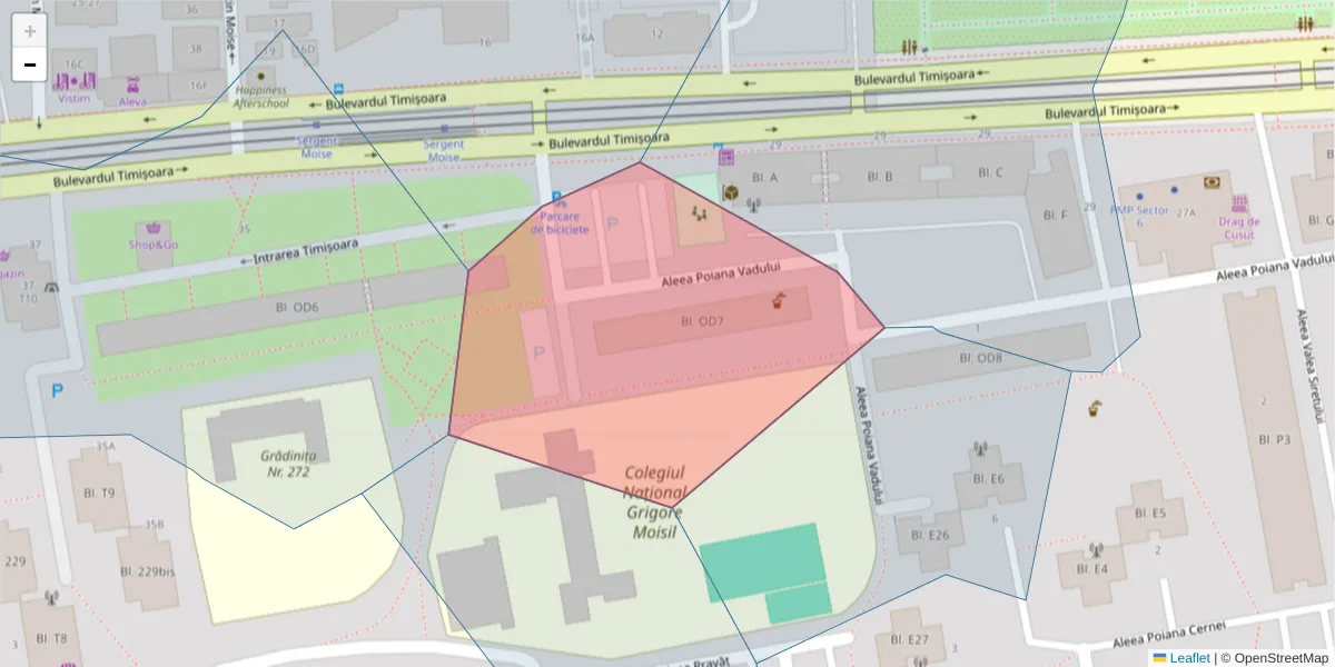 Hartă a codului poștal  și a codurilor poștale învecinate