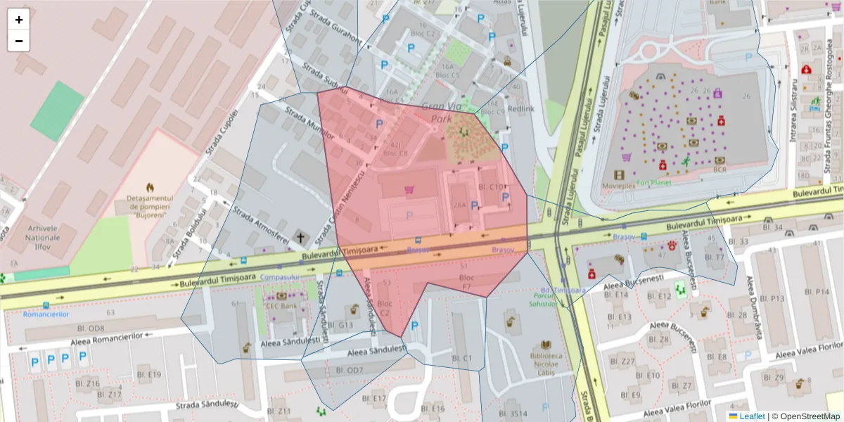 Hartă a codului poștal  și a codurilor poștale învecinate