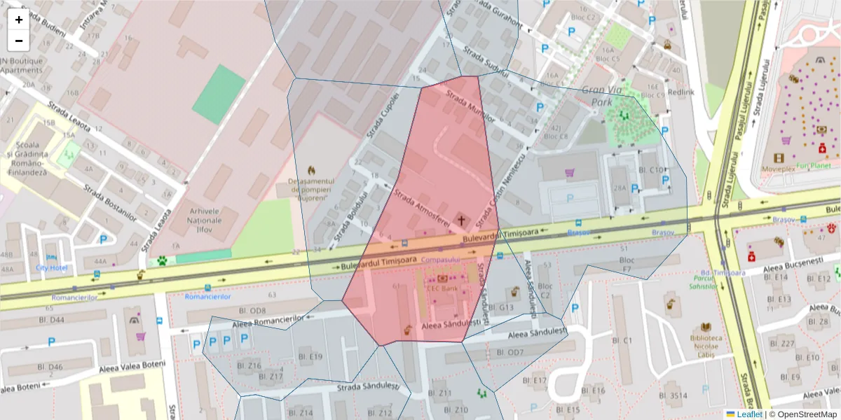 Hartă a codului poștal  și a codurilor poștale învecinate