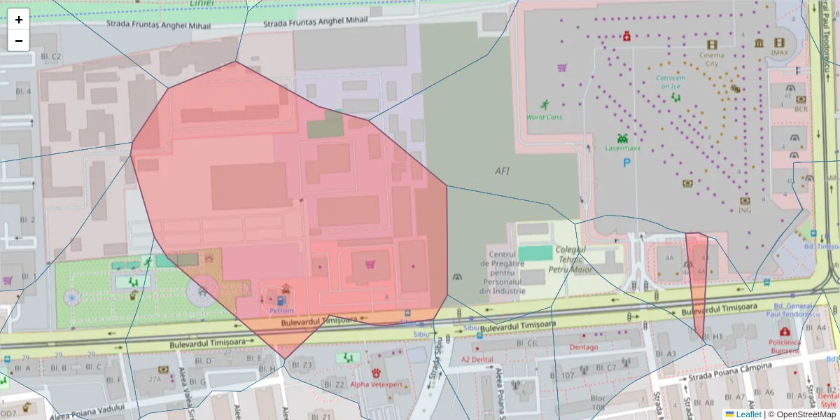 Hartă a codului poștal  și a codurilor poștale învecinate