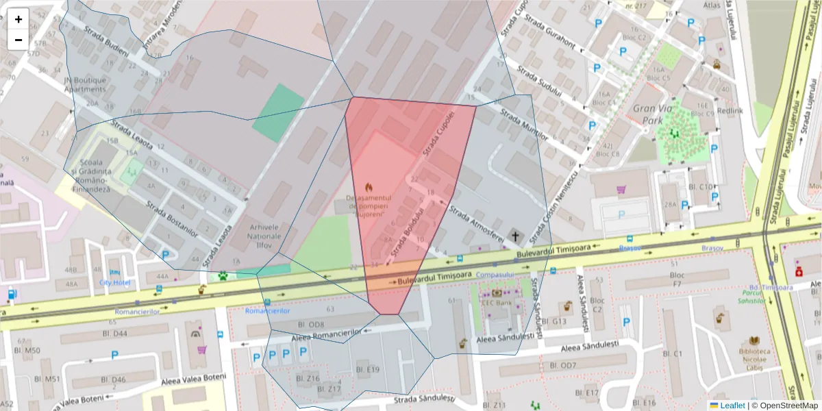 Hartă a codului poștal  și a codurilor poștale învecinate