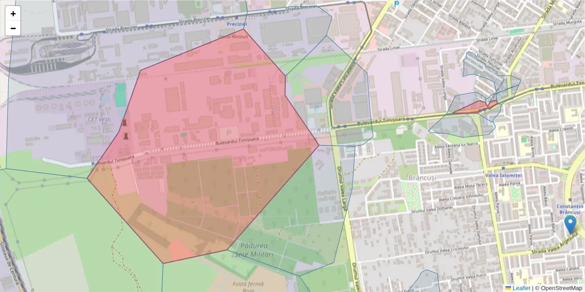 Hartă a codului poștal  și a codurilor poștale învecinate