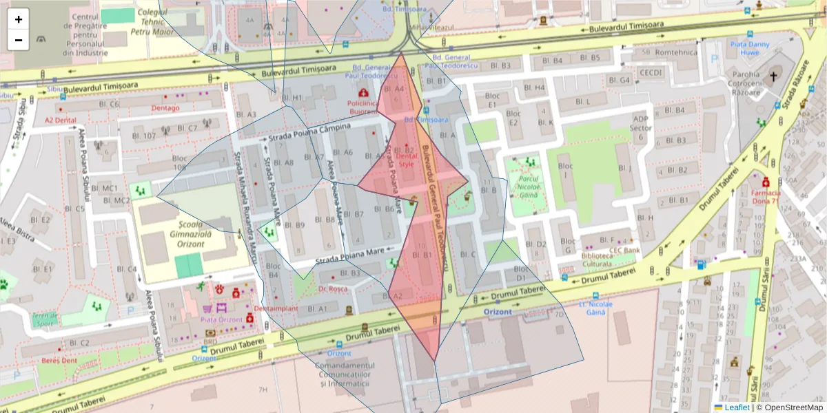 Hartă a codului poștal  și a codurilor poștale învecinate