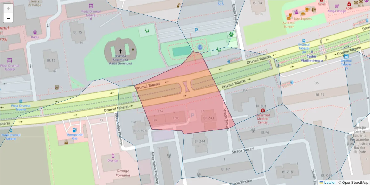 Hartă a codului poștal  și a codurilor poștale învecinate