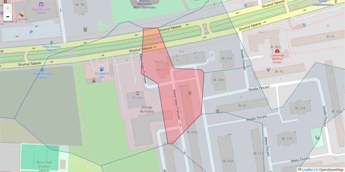 Hartă a codului poștal  și a codurilor poștale învecinate