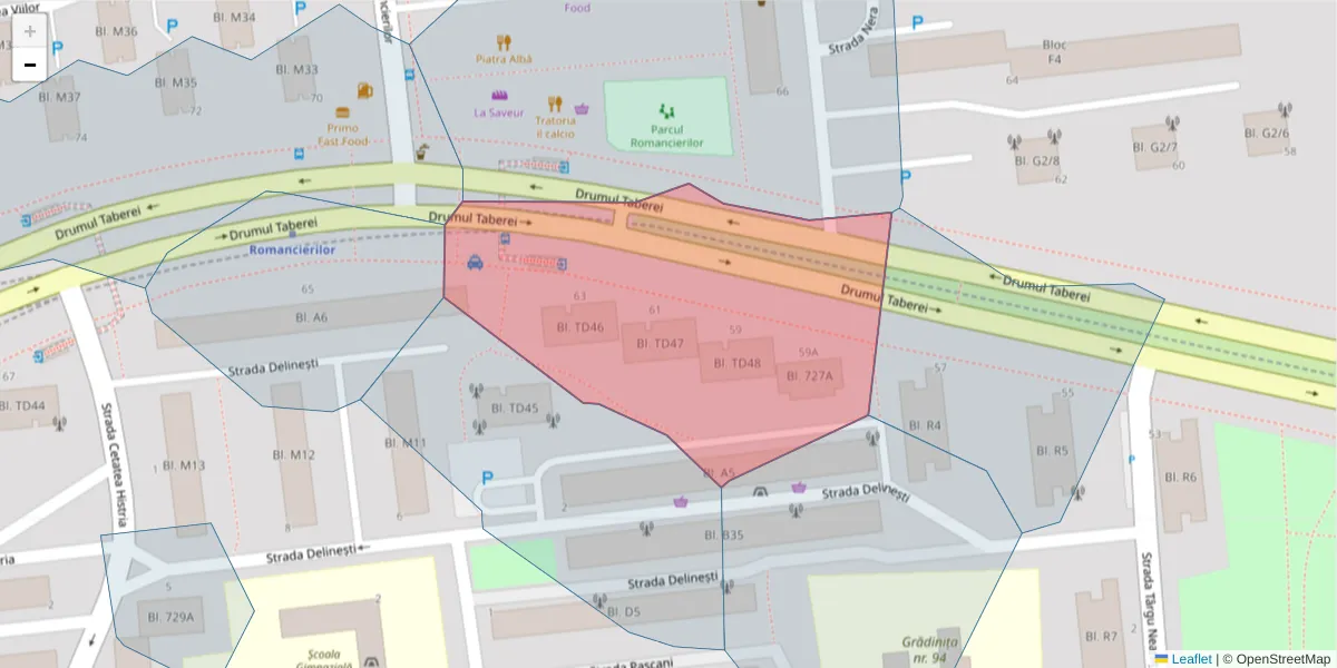 Hartă a codului poștal  și a codurilor poștale învecinate