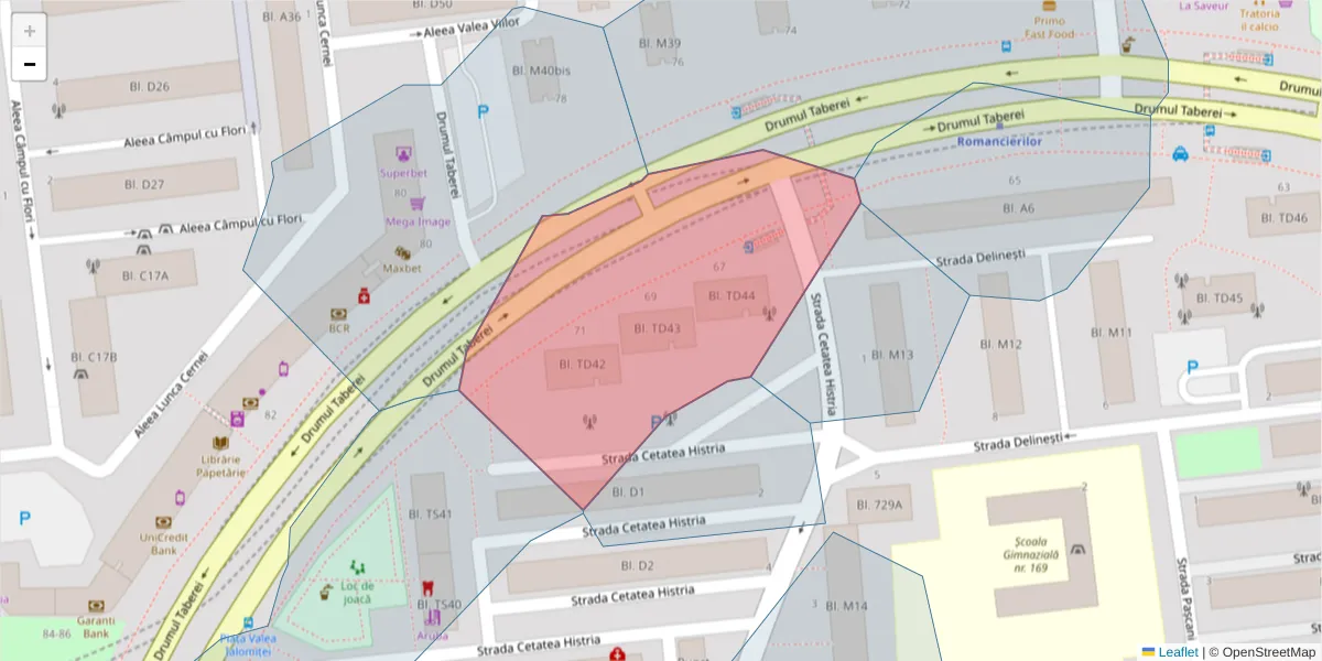 Hartă a codului poștal  și a codurilor poștale învecinate