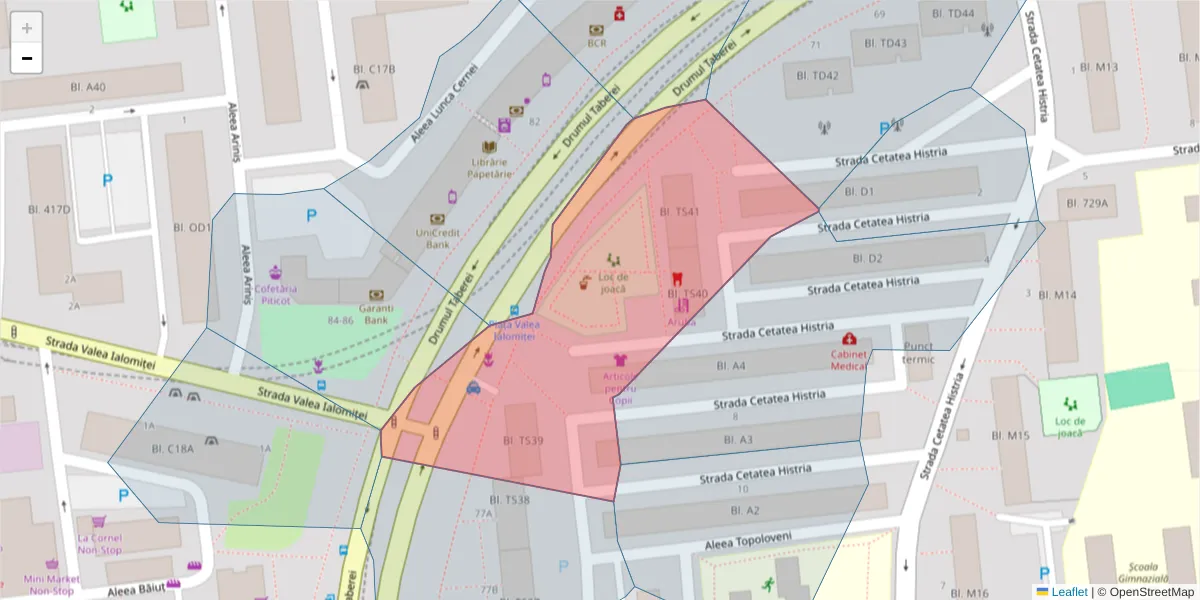 Hartă a codului poștal  și a codurilor poștale învecinate