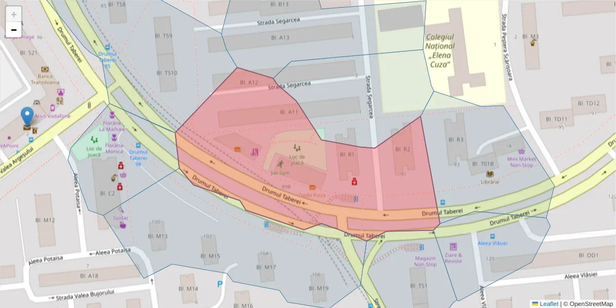 Hartă a codului poștal  și a codurilor poștale învecinate