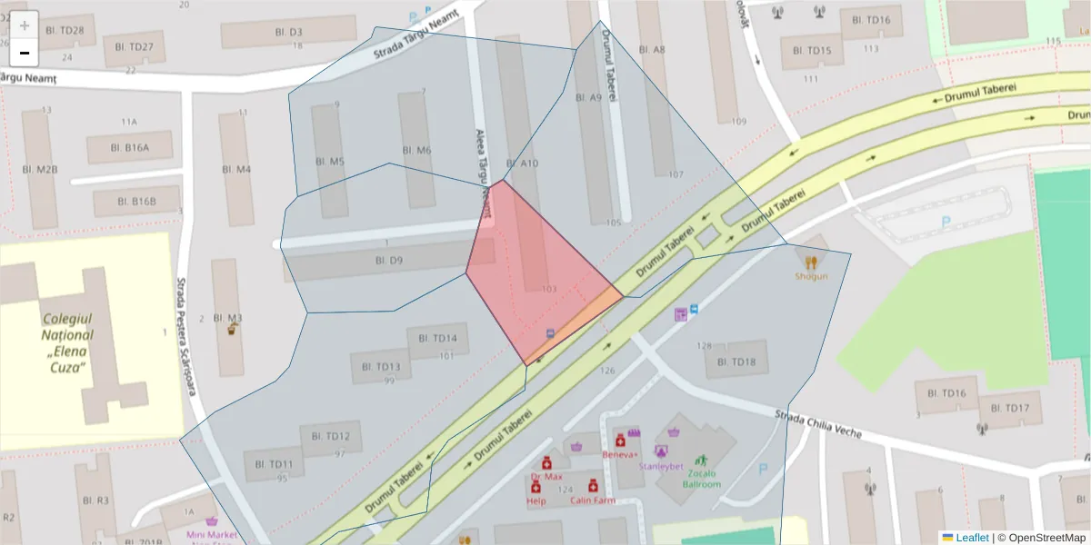 Hartă a codului poștal  și a codurilor poștale învecinate