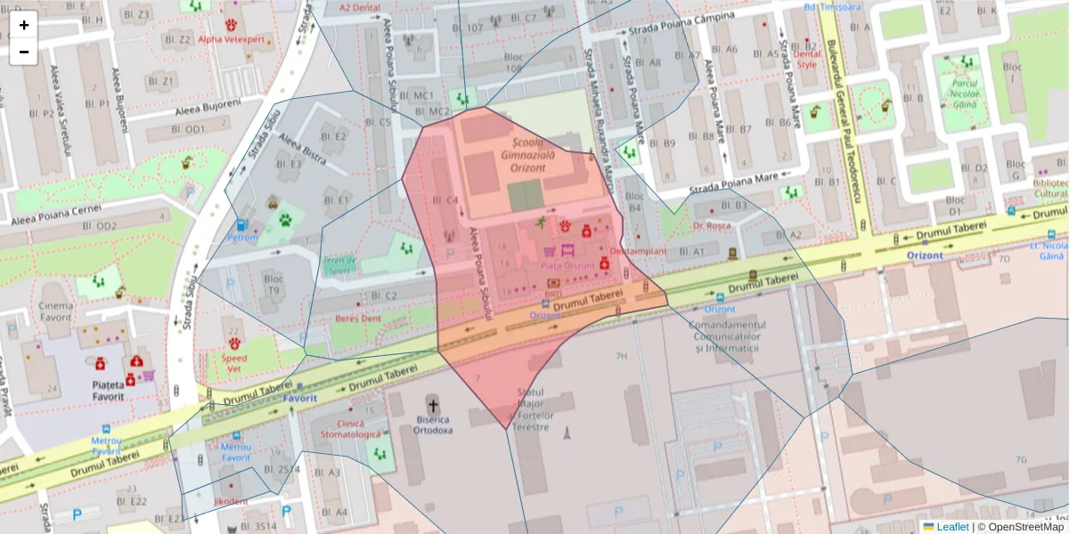 Hartă a codului poștal  și a codurilor poștale învecinate