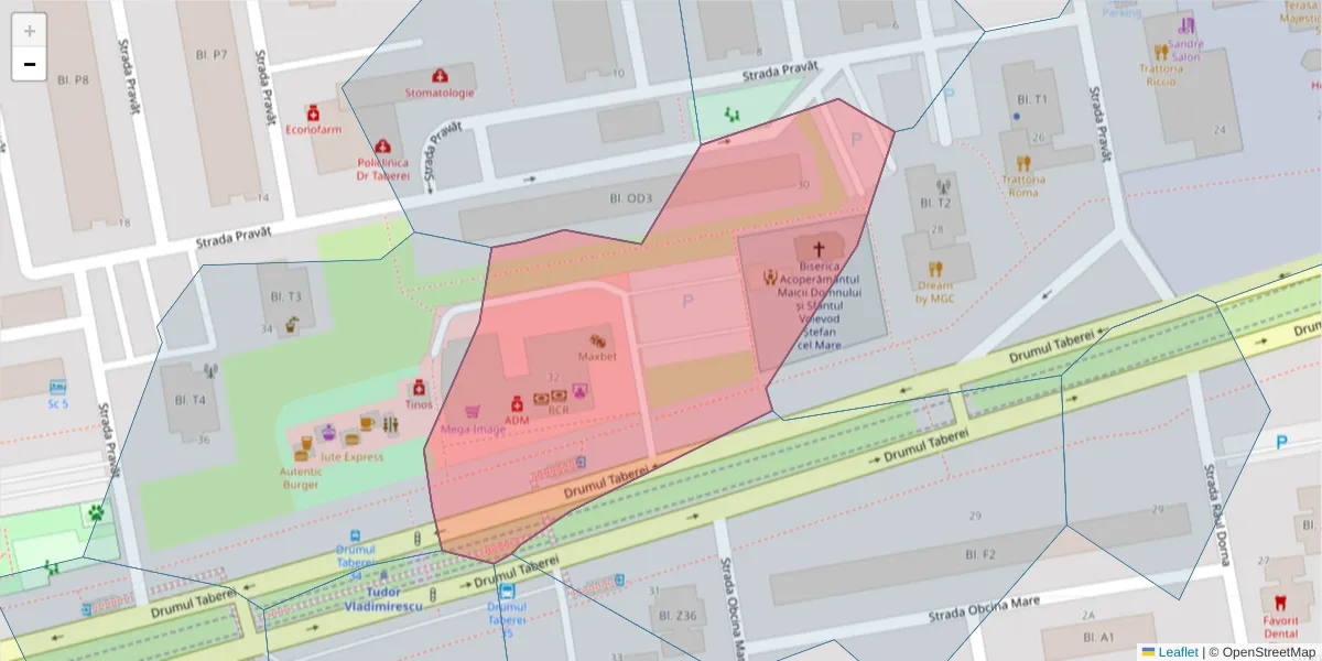 Hartă a codului poștal  și a codurilor poștale învecinate