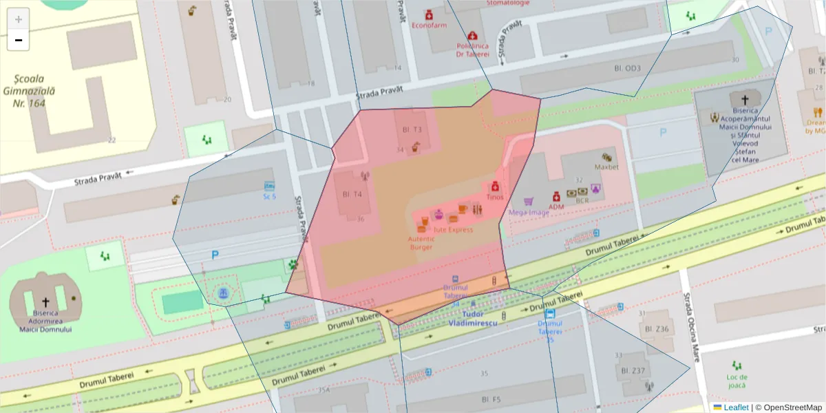 Hartă a codului poștal  și a codurilor poștale învecinate