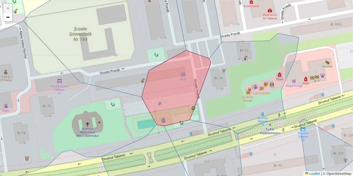 Hartă a codului poștal  și a codurilor poștale învecinate