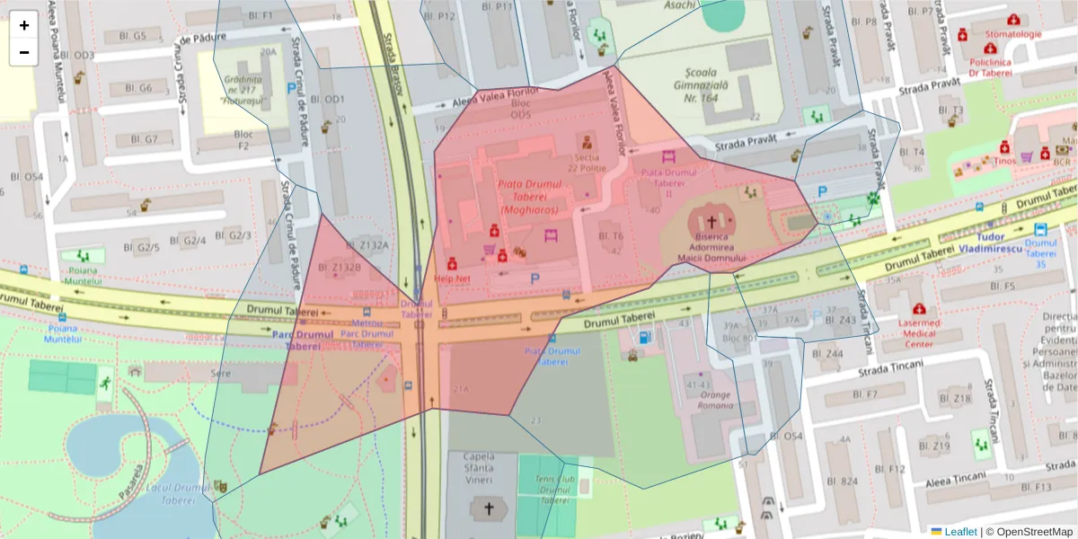 Hartă a codului poștal  și a codurilor poștale învecinate
