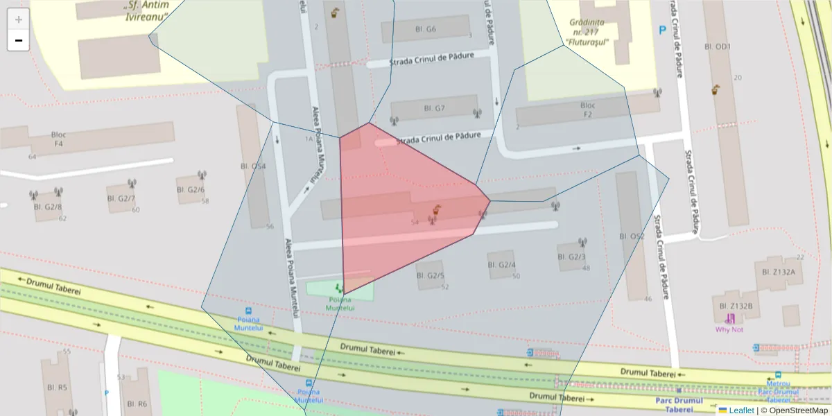 Hartă a codului poștal  și a codurilor poștale învecinate