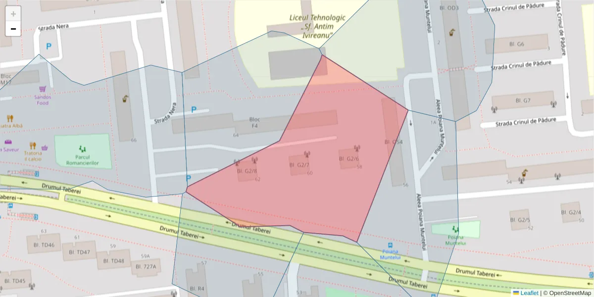 Hartă a codului poștal  și a codurilor poștale învecinate