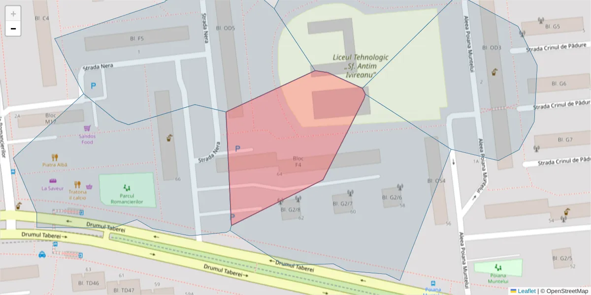 Hartă a codului poștal  și a codurilor poștale învecinate