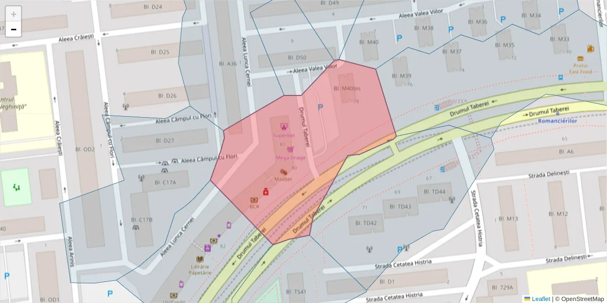 Hartă a codului poștal  și a codurilor poștale învecinate