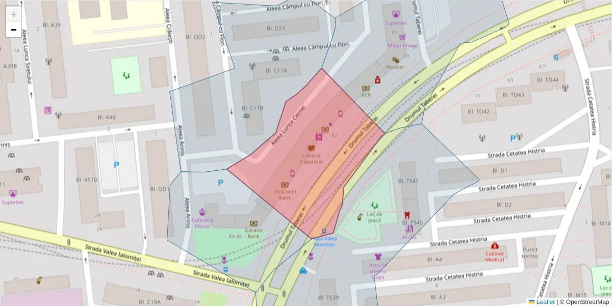 Hartă a codului poștal  și a codurilor poștale învecinate