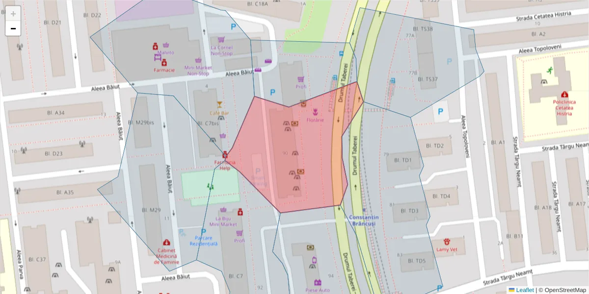 Hartă a codului poștal  și a codurilor poștale învecinate