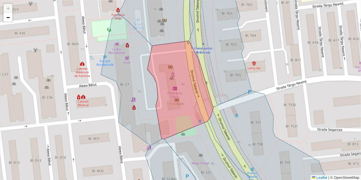 Hartă a codului poștal  și a codurilor poștale învecinate