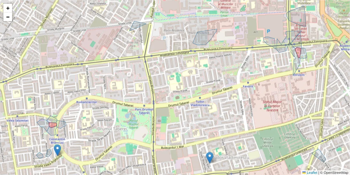 Hartă a codului poștal  și a codurilor poștale învecinate