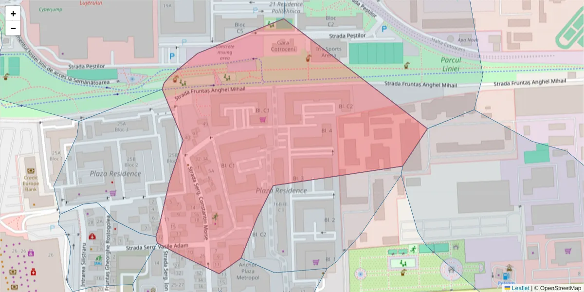Hartă a codului poștal  și a codurilor poștale învecinate
