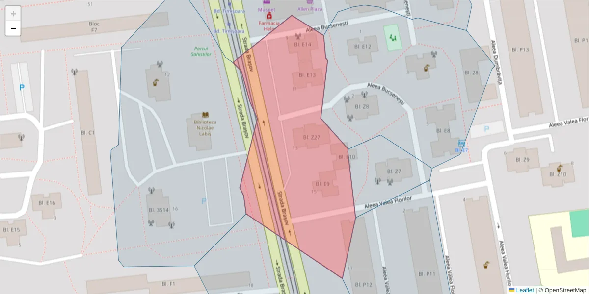 Hartă a codului poștal  și a codurilor poștale învecinate