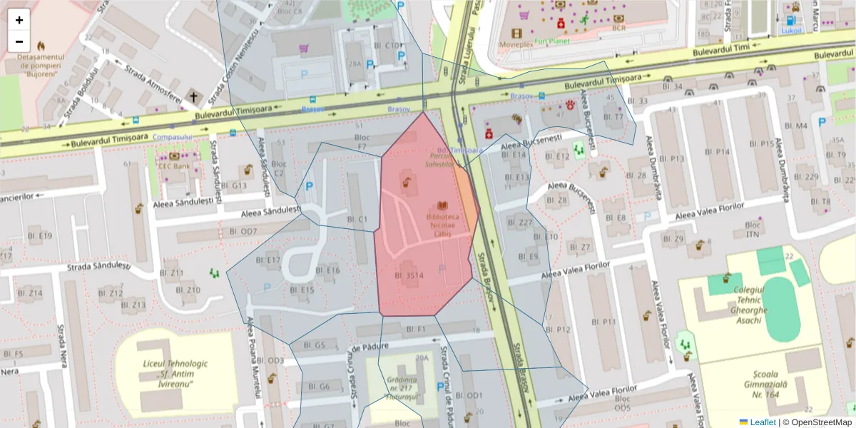 Hartă a codului poștal  și a codurilor poștale învecinate