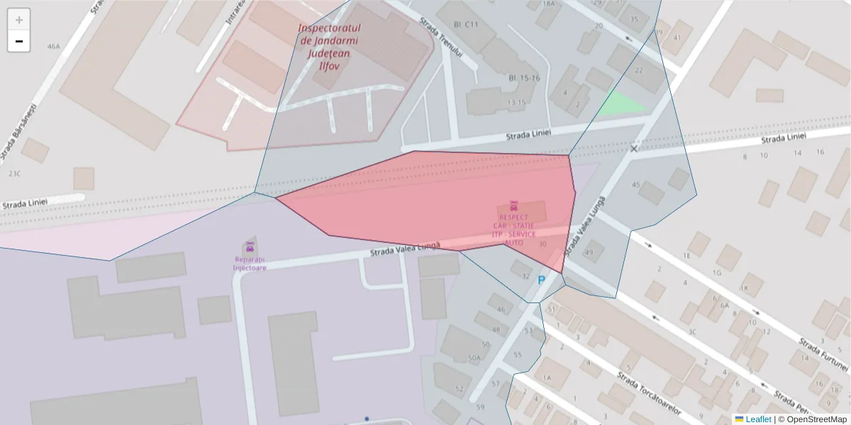 Hartă a codului poștal  și a codurilor poștale învecinate