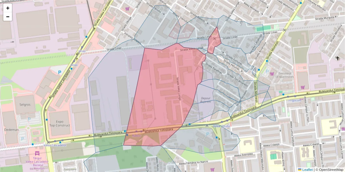 Hartă a codului poștal  și a codurilor poștale învecinate