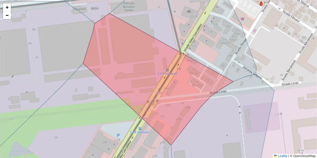 Hartă a codului poștal  și a codurilor poștale învecinate