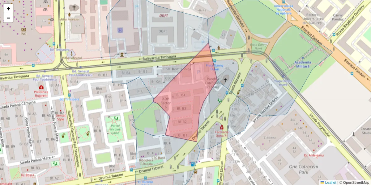 Hartă a codului poștal  și a codurilor poștale învecinate