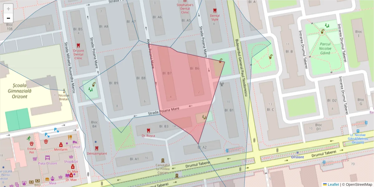 Hartă a codului poștal  și a codurilor poștale învecinate