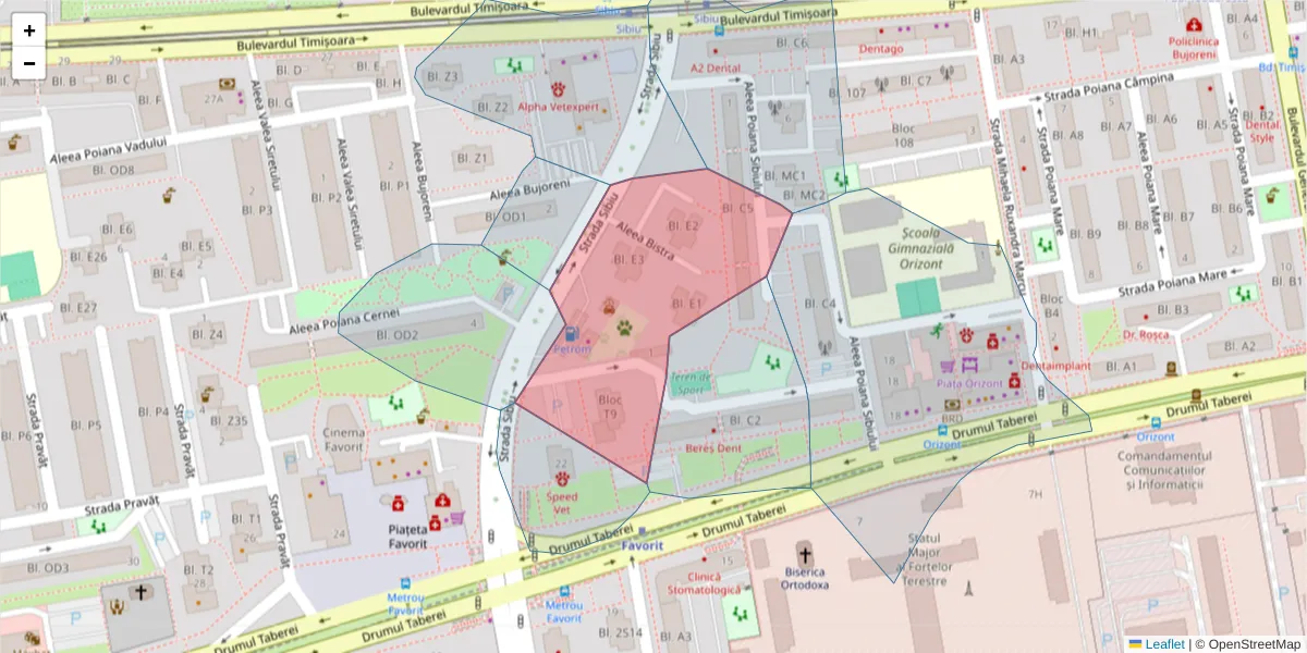 Hartă a codului poștal  și a codurilor poștale învecinate